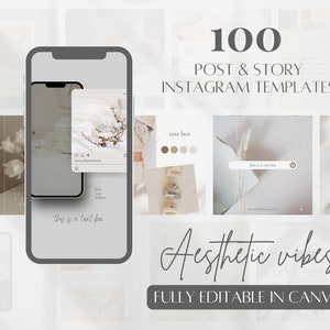 Aesthetic Instagram Templates White Social Media Canva Templates Aesthetic Instagram Post Templates Minimalist Instagram Story Templates