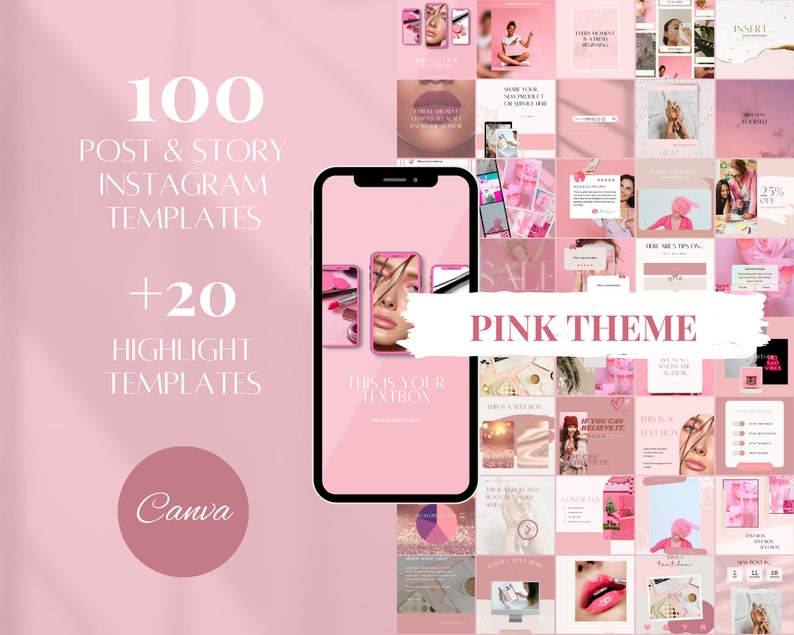 120 Pink Instagram Templates | Pink Social Media Templates| Canva ...