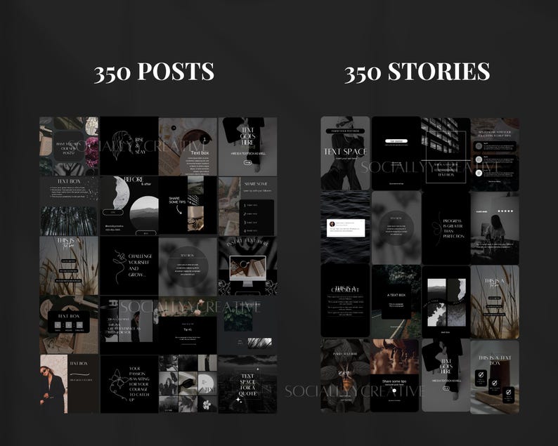 Luxury Instagram Templates Dark Social Media Engagement Templates ...
