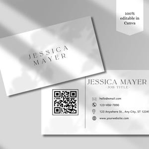 QR-Code Visitenkarte Weiß Minimal Visitenkarte Vorlage DIY Visitenkarte Weiß Visitenkarte Vorlage Doppelseitig