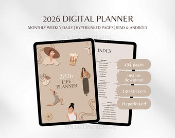 2026 Digital Planner Simple Life Planner Digital GoodNotes Planner 2026 Digital Calendar Daily Weekly Monthly Journal Aestehtic Planner