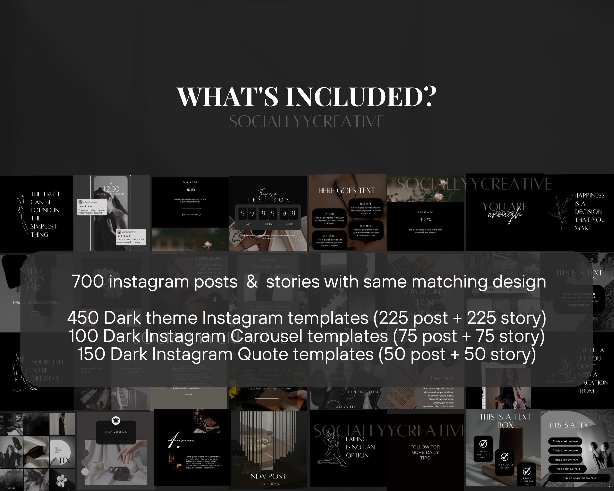 Luxury Instagram Templates Dark Social Media Engagement Templates ...