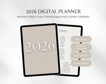 2026 Digital Planner Simple Life Planner Digital GoodNotes Planner 2026 Digital Calendar Daily Weekly Monthly Journal Aestehtic Planner
