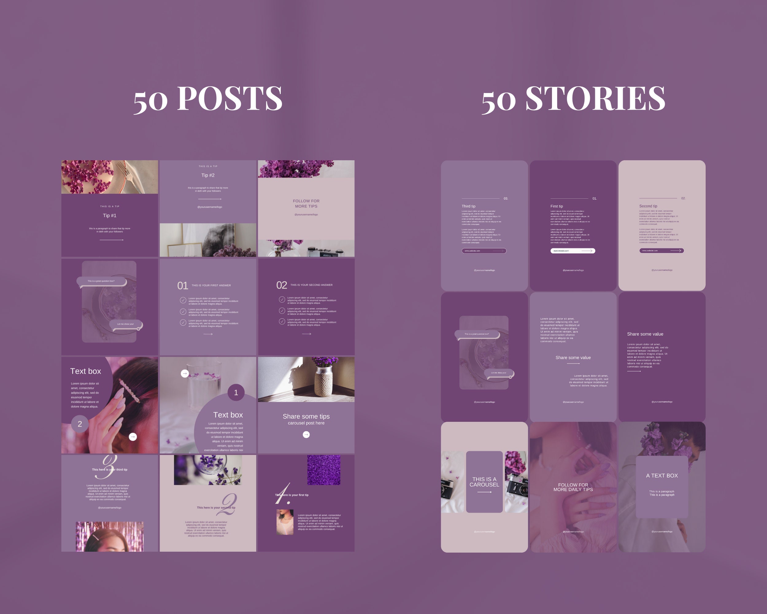 Purple Instagram Carousel Post Templates Social Media Canva Templates ...