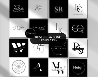 Black Logo Bundle Template Editable Canva Business Logo White Professional Logo Bundle Small Business Logo Marketing DIY Logo Template