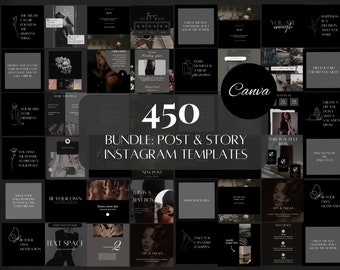 Luxury Instagram Templates Dark Social Media Engagement Templates Instagram Branding Canva Template Black Social Media Marketing Tools