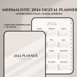 2024 Digital Planner| Dated Digital Planner|Monthly Weekly Planner| Hyperlinked iPad Planner| GoodNotes Planner| Digital Tablet Planner