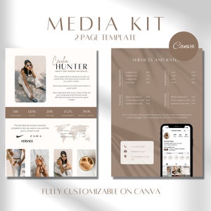 2 Page Media Kit Canva Template| Instagram Media Kit| Influencer Rate Sheet Template| Blogger Press Kit | Facebook Tiktok Instagram Template