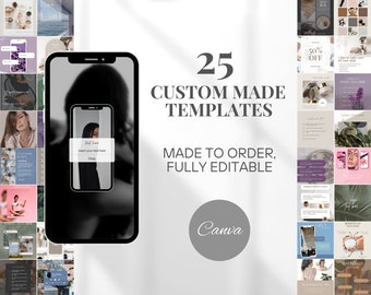 25 Custom Made To Order Social Media Templates | Editable Canva Templates | Social Media Marketing | Branding Engagement Growth Templates