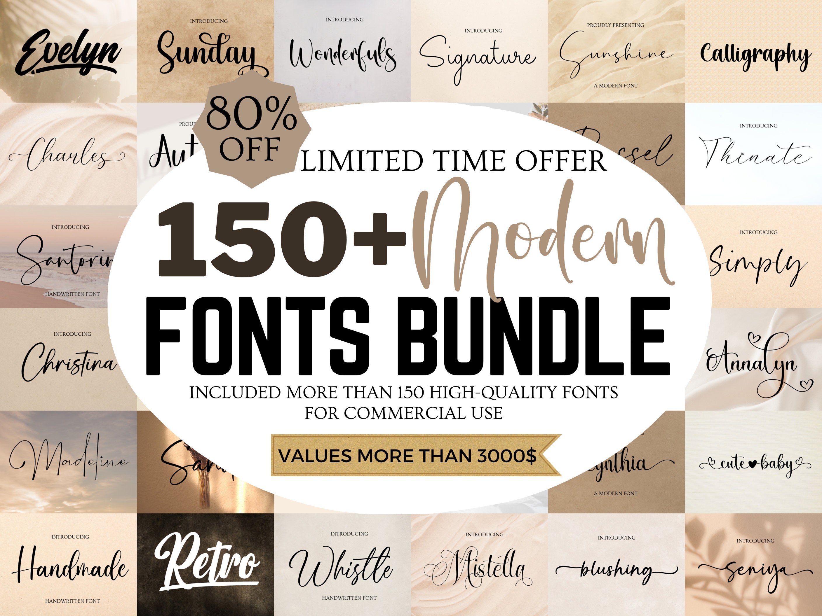 150 Font Bundle Handwritten Fonts Farmhouse Fonts Cricut Etsy Australia