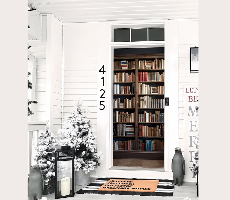 3D Bookcase Door Cover Bookcase Door Covers Bookcase Door Decor 3D Bookcase Decorations Holiday