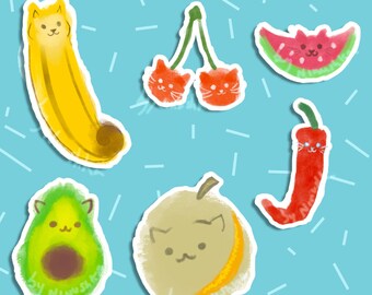 Pacchetto di adesivi di animali di frutta - Decalcomanie kawaii fatte a mano