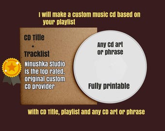 Custom CD playlist and Sleeve | gift for couples | personalised cd and box printed, custom mixtape
