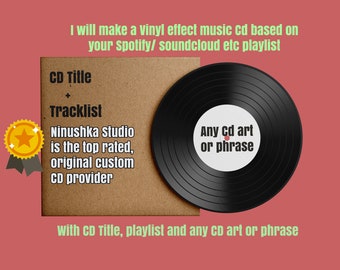 Custom CD playlist and Sleeve | gift for couples | personalised cd and box printed, custom mixtape, vinyl effect music CD