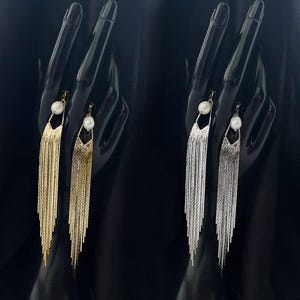 Bridal Tassel Earrings, Long Waterfall Earrings, Wedding Dangle Jewelry