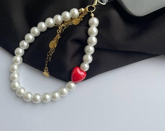 Emily in Paris Baroque Pearl Phone Chain Necklace Bracelet – Mother’s Day Gift for Mom, Bag Charm & Camera Strap.