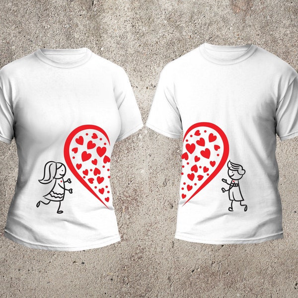 Matching Couple SVG Bundle, Couple shirts svg, Happy Valentine's Day svg, Matching outfits for couples svg
