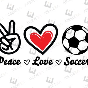 Peace Love Soccer SVG: Cut File, PNG, PDF (Digital Download)