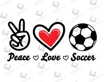 Peace Love Soccer SVG: Cut File, PNG, PDF (Digital Download)