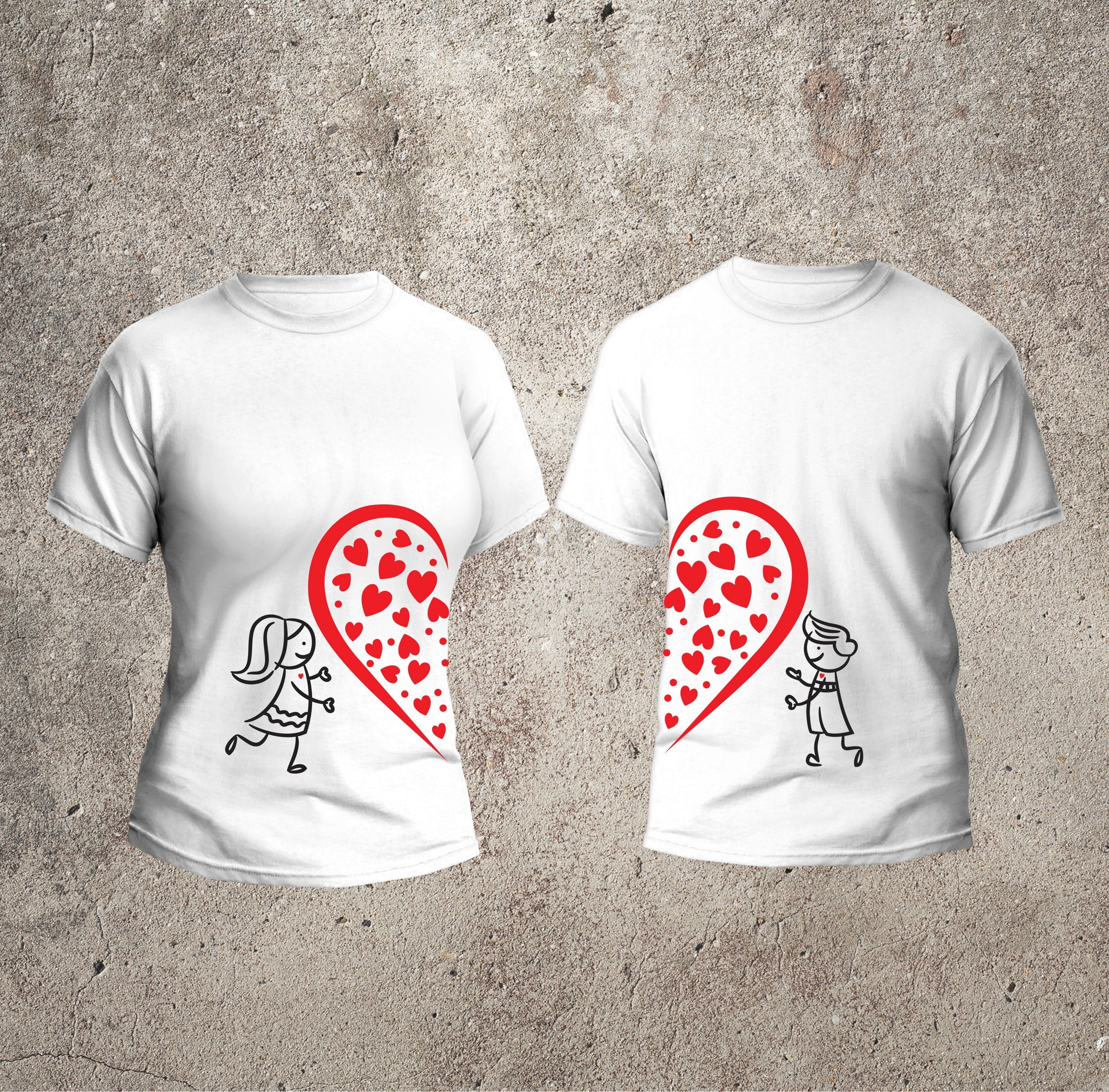 RQYYD Matching Outfits for Couples Gifts for Him and Her Pizza and Slice  Couple Shirts Short Sleeve Crewneck Valentine's Day Tees Shirt 