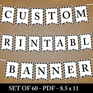 Cute Printable Banner, Birthday Party, Shower Decoration, Bulletin Board, Event Decor, Simple All Caps, Swallowtail Design, Instant Download