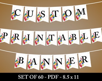Banner de cumpleaños imprimible: Diseño de cola de golondrina, globos (Descarga PDF)