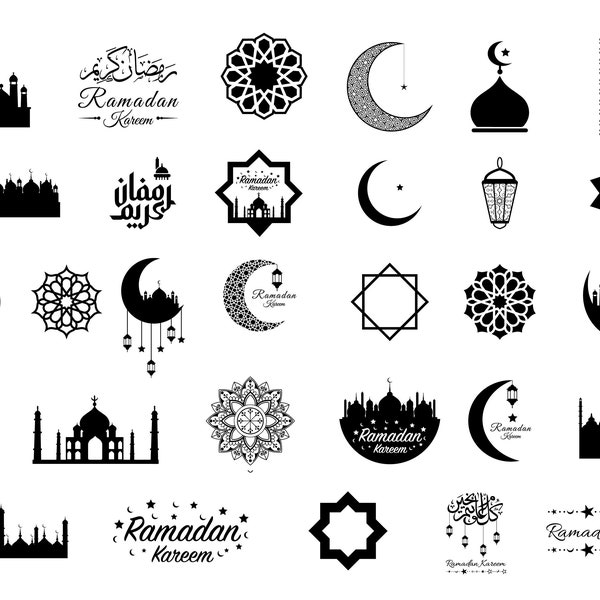 30 Paquete SVG islámico, Archivos de corte, Plantilla, Masjid, Mezquita, Ramadán, Eid Mubarak, Ramadan Kareem, Símbolo, Musulmán, Islam, Islámico