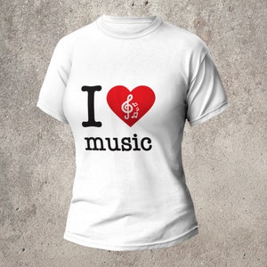 I Love Music png, svg, pdf Love music shirt, Music lover shirt, Music design, Gift for music lover, red heart, Digital file for Cricut