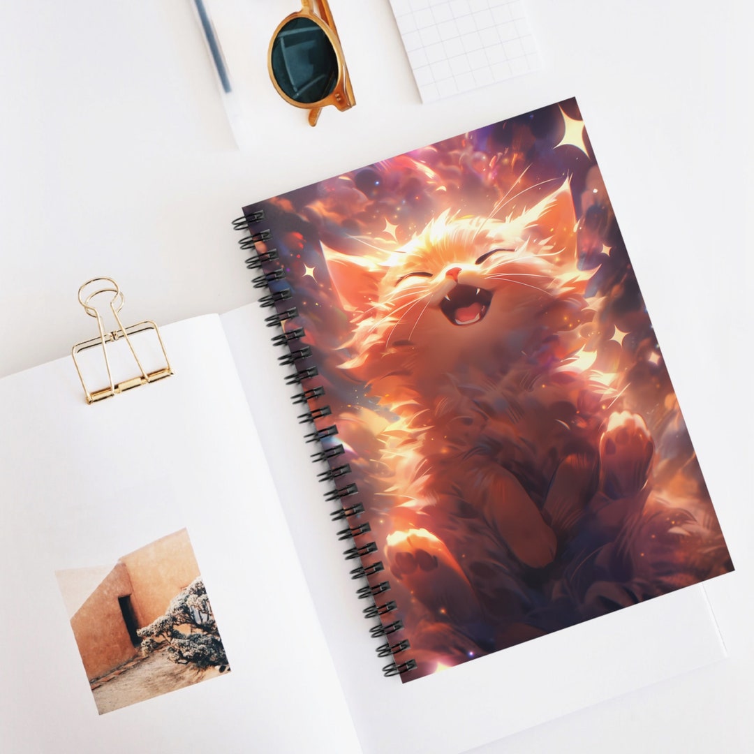 Space Cat Notebook, Spiral Journal Notebook, Writing Journal, Celestial ...