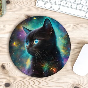 Space Cat Mouse Pad, Cute Mouse Pad, Round Mouse Pad, Rectangle Mouse Pad, Home Office, Mousepad