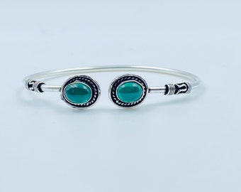 Bracciale in onice verde, argento sterling 925, braccialetto di pietre preziose, regalo per lei, regalo di compleanno, braccialetto unico, braccialetto di tendenza, braccialetto d'argento