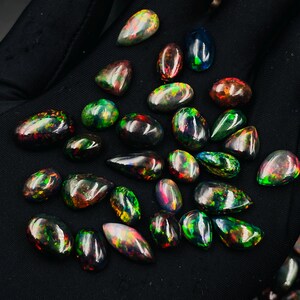 AAA+++ Top Quality Natural Ethiopian Black Opal Cabochon Lot Welo Opal Making Jewelry
