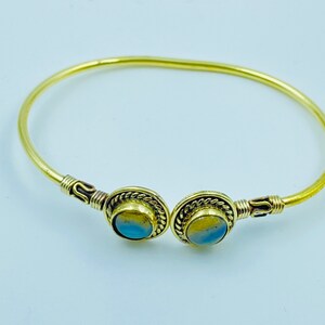 Labradorite Bracelet Brass Bangle Labradorite Bangle Adjustable Handmade Bangle Labradorite Gemstone Bracelet Gift For Her