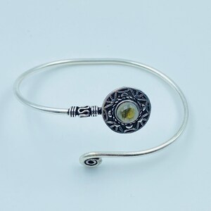 Labradorite Bangle, 925 Sterling Silver, Labradorite Adjustable Bangle, Energy Bracelet, Gift, Silver Jewelry, Birthstone, Gemstone Bangle