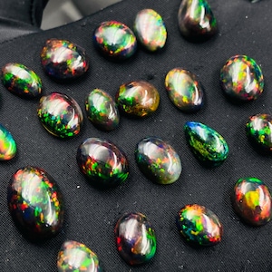 AAA+++ Top Quality Natural Ethiopian Black Opal Cabochon Lot Welo Opal Making Jewelry