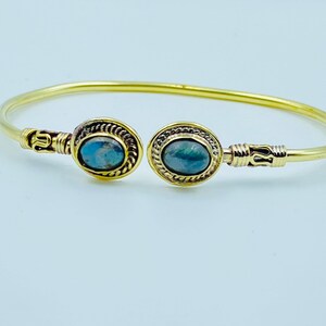 Labradorite Bracelet Brass Bangle Labradorite Bangle Adjustable Handmade Bangle Labradorite Gemstone Bracelet Gift For Her