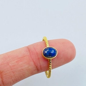 Lapis Lazuli Ring, 925 Sterling Silver Ring, Handmade Ring, Rope Designed Band Ring, Blue Stone Ring, Gold Filed Ring, Boho Ring