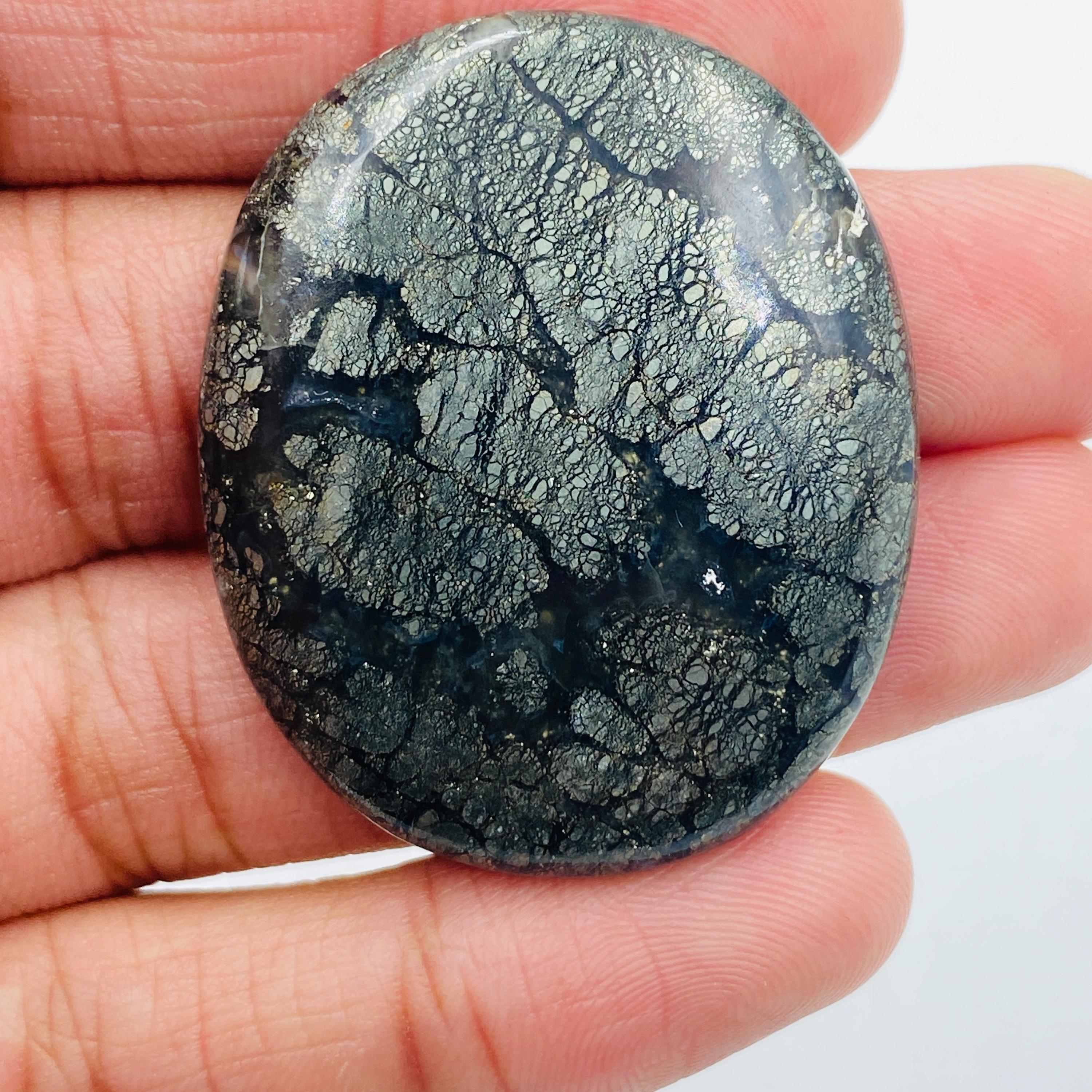 Markasit Cabochon | Natürlicher metallischer Pyrit Edelstein | Gothic & Steampunk Schmuckstein |Vintage-inspirierte Schmuckversorgung