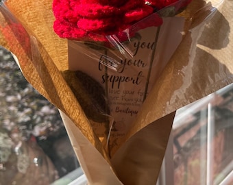 Handmade Crochet Flowers: Rose, Wedding Bouquet, Forever Bouquet, Gift for her, Valentine’s Day, Bridesmaid bouquet, Bride Bouquet