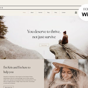 Wix Website Template – Wix theme for Coach, Social Media Manager or blogger  – Modern Website Design, Aesthetic and Boho Design, Web Design