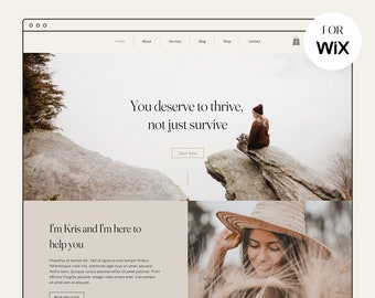 Plantilla de sitio web Wix – Tema Wix para entrenador, administrador de redes sociales o blogger – Diseño de sitio web moderno, diseño estético y bohemio, diseño web
