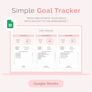 Eenvoudige doeltracker Google Spreadsheets, taaktracker-spreadsheetsjabloon, doelplanner voor beginners, beginnersvriendelijke takenlijst-spreadsheet