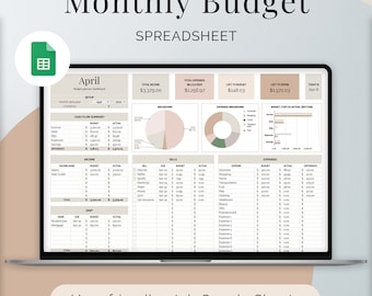 Maandelijkse budgetplanner-spreadsheet, Google Spreadsheets-budget, eenvoudige budgetsjabloon, financieel planner-blad, onkostentracker, budgettering op 1 tabblad