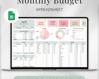 Monthly Budget Spreadsheet, Google Sheets Budget Planner, Simple Budget Template, Finance Planner Sheet, Expense Tracker, 1 Tab Budgeting
