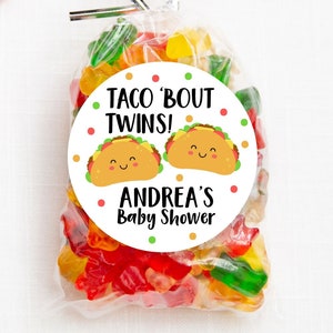 Personalized Taco Twins Baby Shower Stickers, Taco Twins Baby Shower Stickers, Party Favor Labels, Taco Baby , 4 Sizes, Glossy Stickers