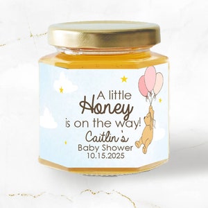 Classic Pooh Baby Shower Mini Honey Jar Stickers, Pooh Party Favor Stickers, Pooh Baby Shower Honey Jar Labels, Honey on its way