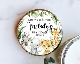 Personalized Safari Baby Shower Stickers, Jungle Theme Baby Shower Stickers, Party Favor Labels, Customized , 4 Sizes, Printed Stickers
