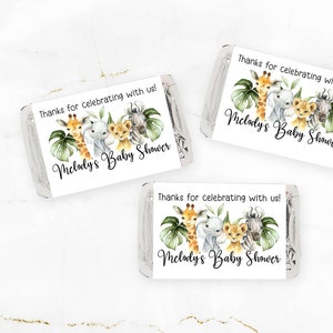 Safari Baby Shower Stickers, Safari Baby Shower Favor Stickers, Safari Baby Shower Mini Candy Bar Labels, Customized , Glossy Stickers
