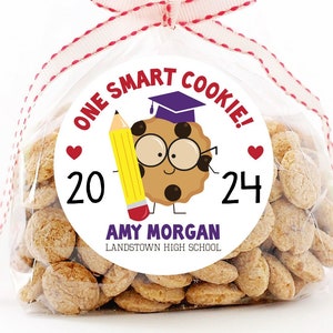 One Smart Cookie Graduation Stickers, Personalized Cute Graduation Party Stickers, Graduation Labels, Custom Graduation Cookie Sticker Tags