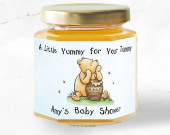 Classic Pooh Baby Shower Mini Honey Jar Stickers, Pooh Party Favor Stickers, Pooh Baby Shower Honey Jar Labels, Jars NOT INCLUDED